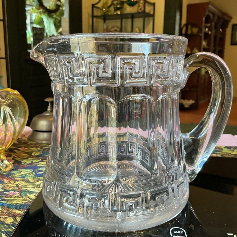 Antique EAPG Heisey Glass Greek Key 6.5" x  3.75" Pitcher